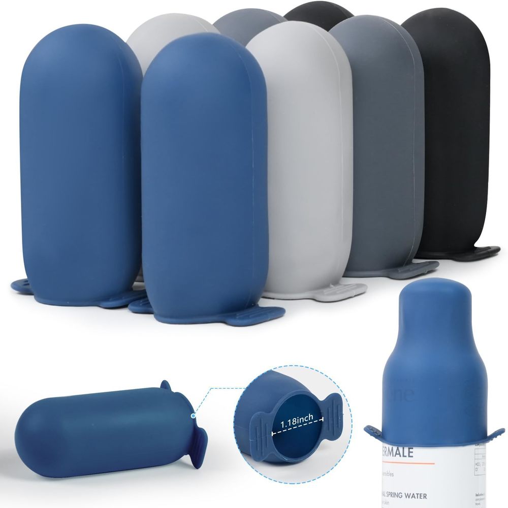 8 Pack Silicone Bottle Covers,elastic Sleeves For Leak Proofing,travel🐻